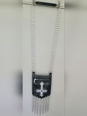 Dolls Kill Black Cross Chain Fringe Crossbody Bag